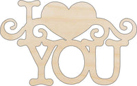 I Love You Wood Craft Shape – Laser Cut Baltic Birch Unfinished DIY Wood Art Supplies VAL29 - The Wood Shape Store