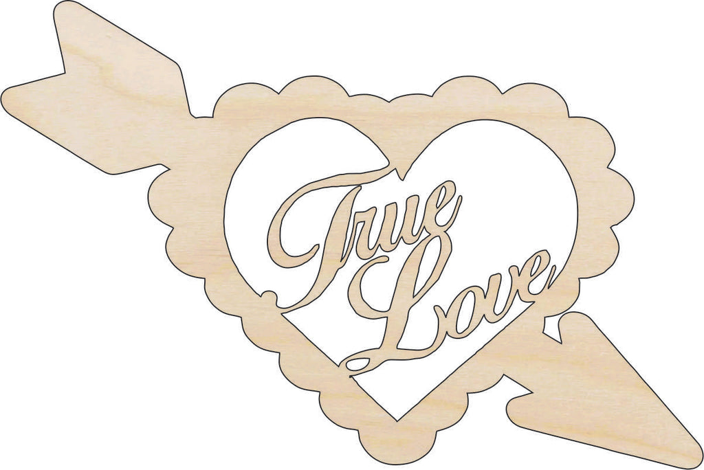 Word True Love - Laser Cut Out Unfinished Wood Craft Shape VAL2