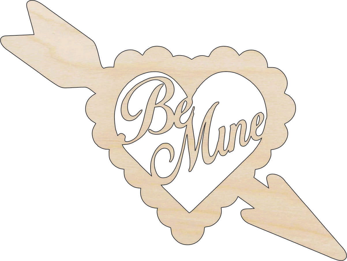 Word Be Mine Heart - Laser Cut Out Unfinished Wood Craft Shape VAL3 Word Be Mine Heart - Laser Cut Out Unfinished Wood Craft Shape VAL3