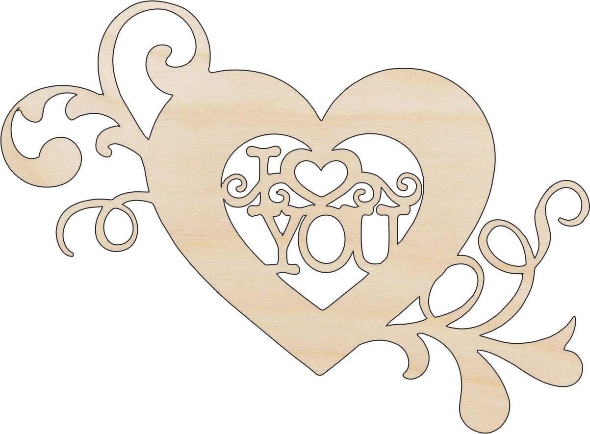 Love You Wood Craft Shape - Laser Cut Baltic Birch Unfinished DIY Wood Art Supplies VAL30 - The Wood Shape Store
