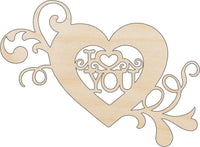 Love You Wood Craft Shape - Laser Cut Baltic Birch Unfinished DIY Wood Art Supplies VAL30 - The Wood Shape Store