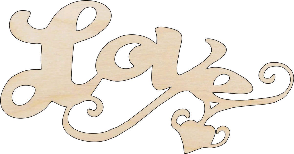 Love Word Wood Craft Shape - Laser Cut Baltic Birch Unfinished DIY Wood Art Supplies VAL31 - The Wood Shape Store