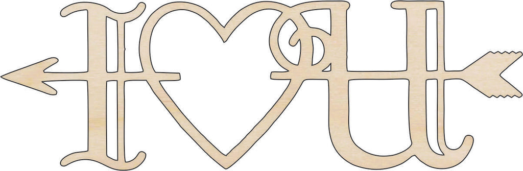 Word I Love You - Laser Cut Out Unfinished Wood Craft Shape VAL32