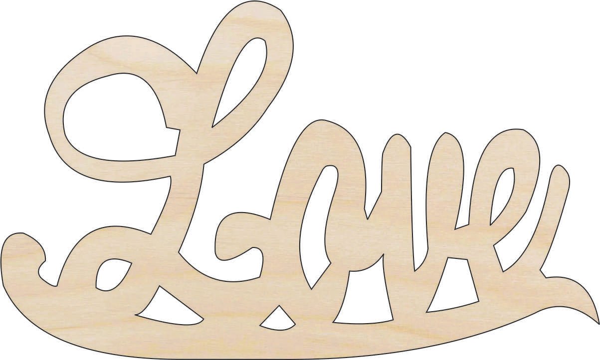 Love Word Wood Craft Shape - Laser Cut Baltic Birch Unfinished DIY Wood Art Supplies VAL33 - The Wood Shape Store