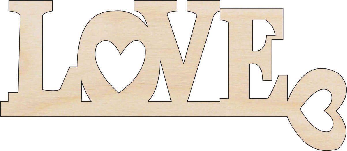 Love Word Wood Craft Shape - Laser Cut Baltic Birch Unfinished DIY Wood Art Supplies VAL34 - The Wood Shape Store