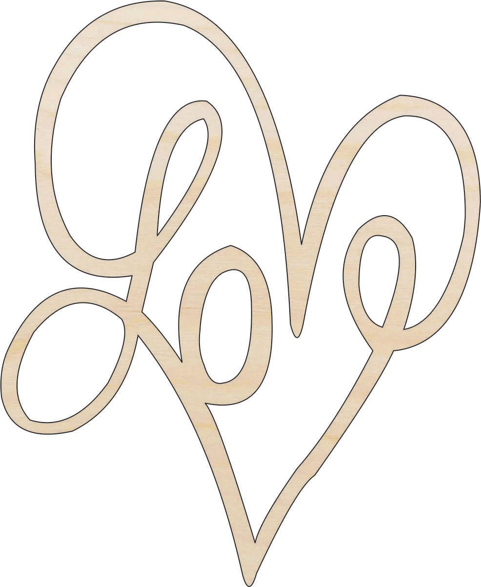 Love Word Wood Craft Shape - Laser Cut Baltic Birch Unfinished DIY Wood Art Supplies VAL35 - The Wood Shape Store