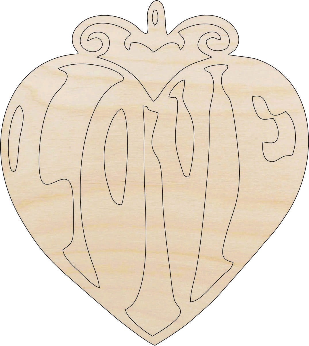 Love Heart Wood Craft Shape - Laser Cut Baltic Birch Unfinished DIY Wood Art Supplies VAL36 - The Wood Shape Store