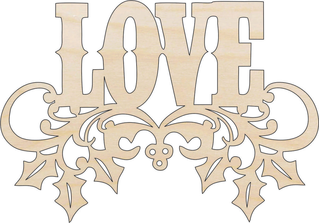 Word Love - Laser Cut Out Unfinished Wood Craft Shape VAL41