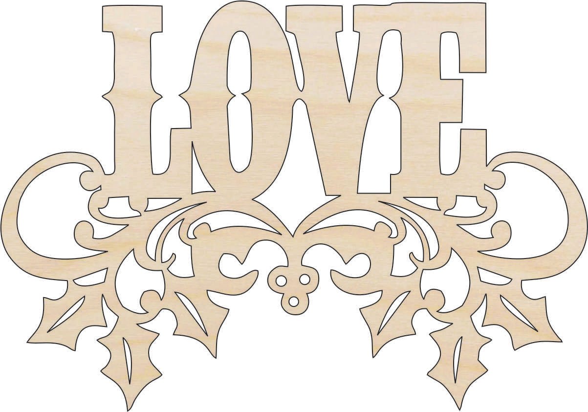 Love Word Wood Craft Shape - Laser Cut Baltic Birch Unfinished DIY Wood Art Supplies VAL41 - The Wood Shape Store
