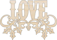 Love Word Wood Craft Shape - Laser Cut Baltic Birch Unfinished DIY Wood Art Supplies VAL41 - The Wood Shape Store