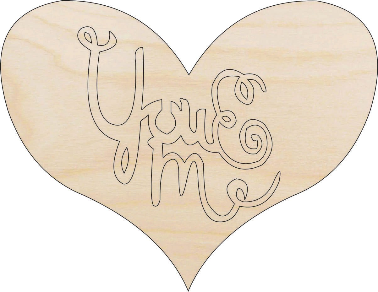 Your & Me Wood Craft Shape – Laser Cut Baltic Birch Unfinished DIY Wood Art Supplies VAL42 - The Wood Shape Store