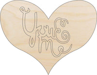 Your & Me Wood Craft Shape – Laser Cut Baltic Birch Unfinished DIY Wood Art Supplies VAL42 - The Wood Shape Store