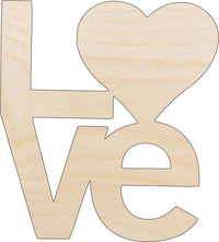 Love Word Wood Craft Shape - Laser Cut Baltic Birch Unfinished DIY Wood Art Supplies VAL43 - The Wood Shape Store