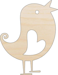 Bird with Heart Wood Craft Shape - Laser Cut Baltic Birch Unfinished DIY Wood Art Supplies VAL4 - The Wood Shape Store