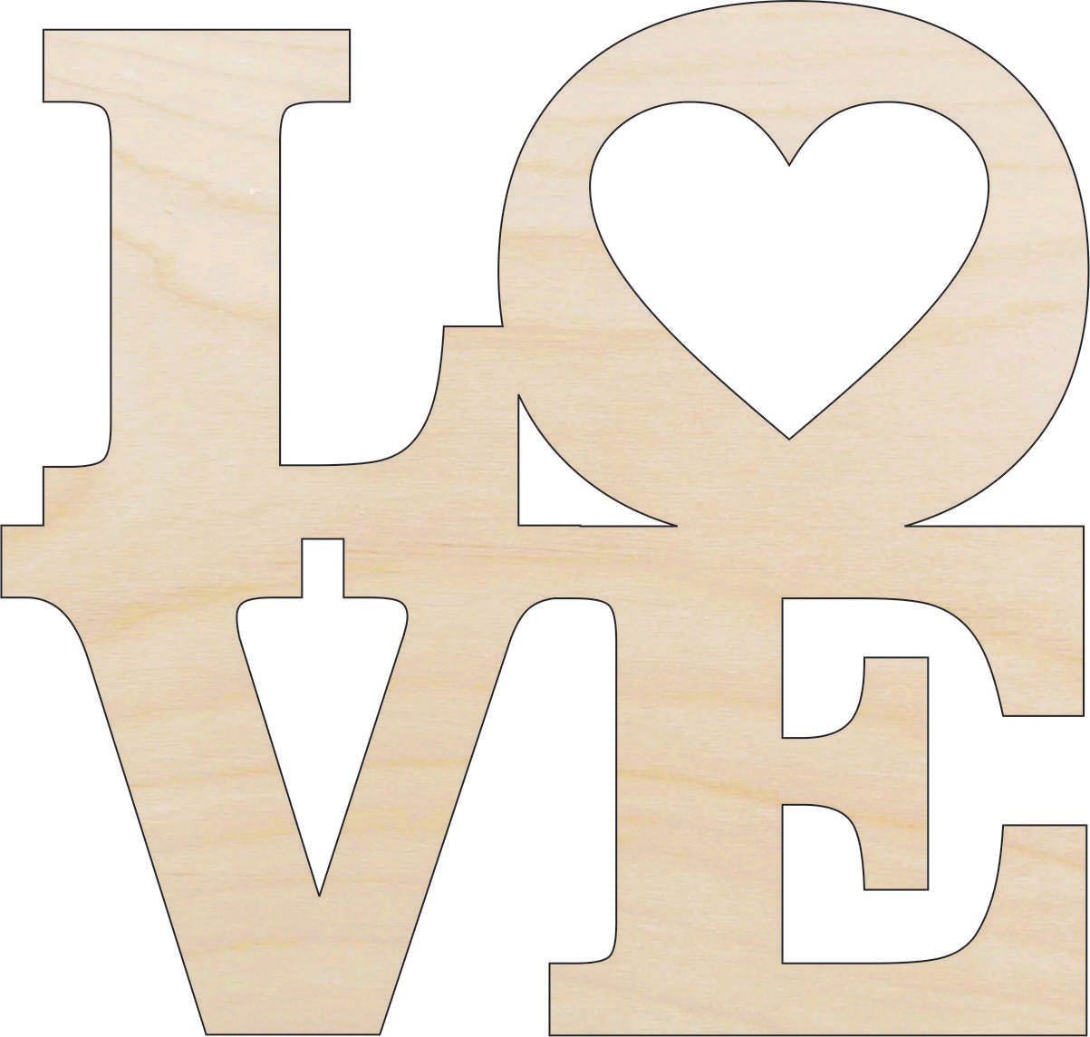 Love Word Wood Craft Shape - Laser Cut Baltic Birch Unfinished DIY Wood Art Supplies VAL5 - The Wood Shape Store