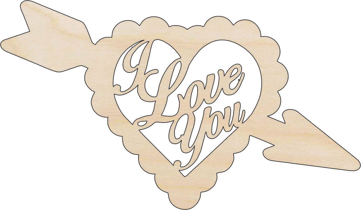 I Love You Wood Craft Shape – Laser Cut Baltic Birch Unfinished DIY Wood Art Supplies VAL7 - The Wood Shape Store