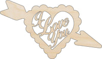 I Love You Wood Craft Shape – Laser Cut Baltic Birch Unfinished DIY Wood Art Supplies VAL7 - The Wood Shape Store