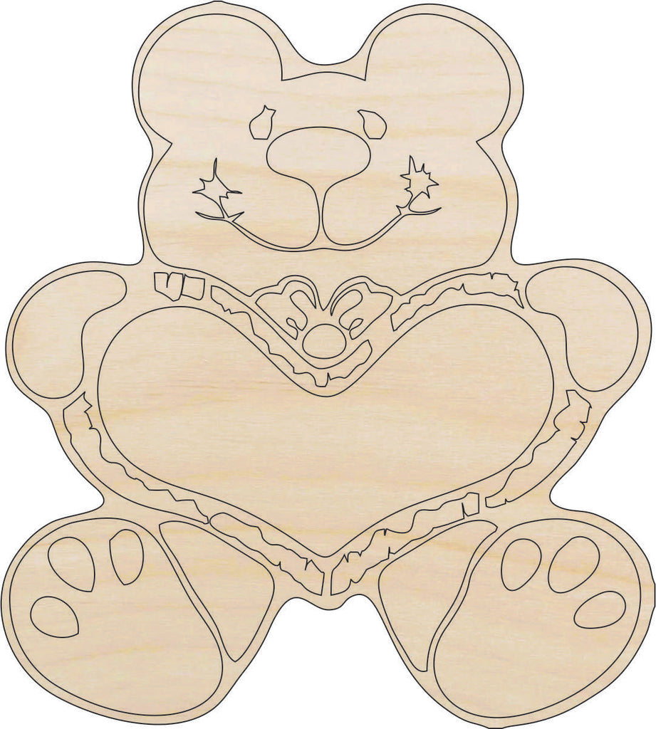 Teddy Bear with Heart - Laser Cut Wood Shape VAL9