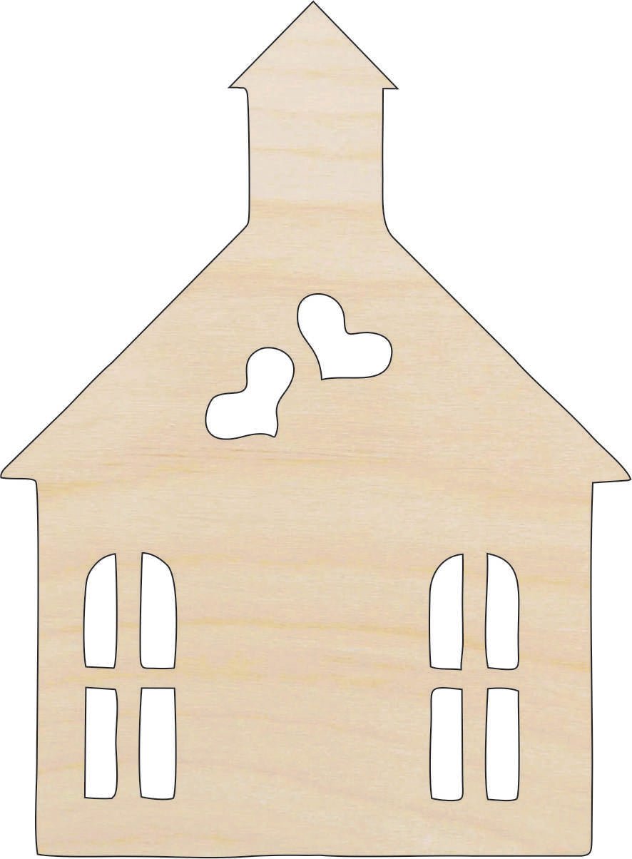 Church Wood Craft Shape - Laser Cut Baltic Birch Unfinished DIY Wood Art Supplies WDG16 - The Wood Shape Store