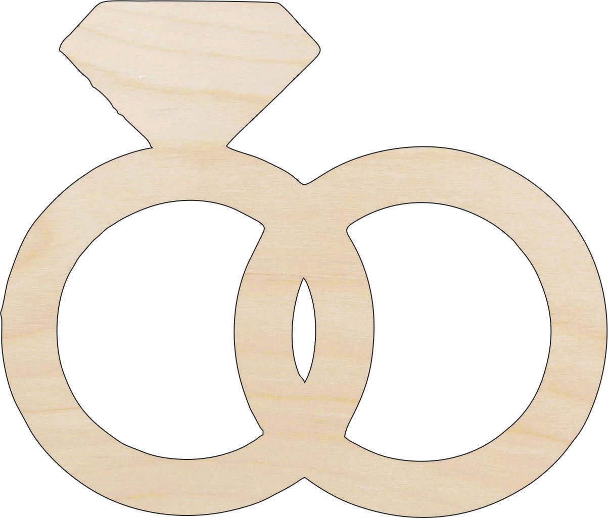 Wedding Rings Wood Craft Shape - Laser Cut Baltic Birch Unfinished DIY Wood Art Supplies WDG17 - The Wood Shape Store