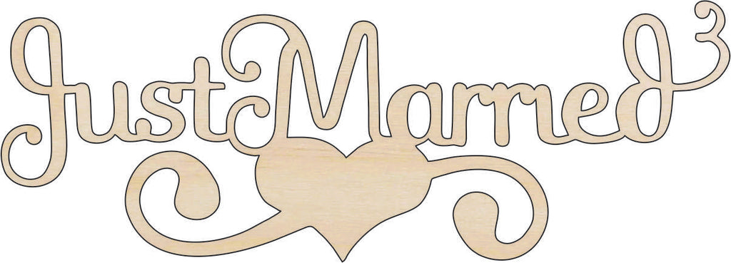Word Just Married - Laser Cut Out Unfinished Wood Craft Shape WDG19