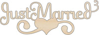 Just Married Wood Craft Shape - Laser Cut Baltic Birch Unfinished DIY Wood Art Supplies WDG19 - The Wood Shape Store