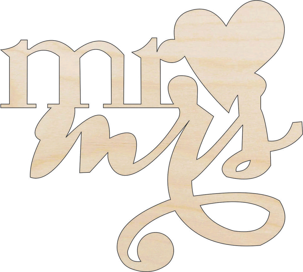 Word Mr & Mrs  - Laser Cut Out Unfinished Wood Craft Shape WDG21