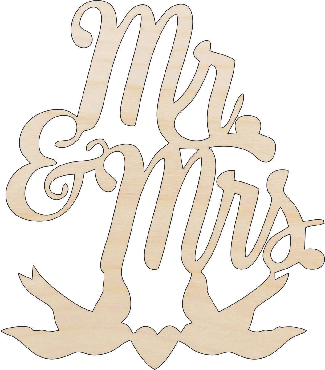 Mr & Mrs Wood Craft Shape - Laser Cut Baltic Birch Unfinished DIY Wood Art Supplies WDG22 - The Wood Shape Store