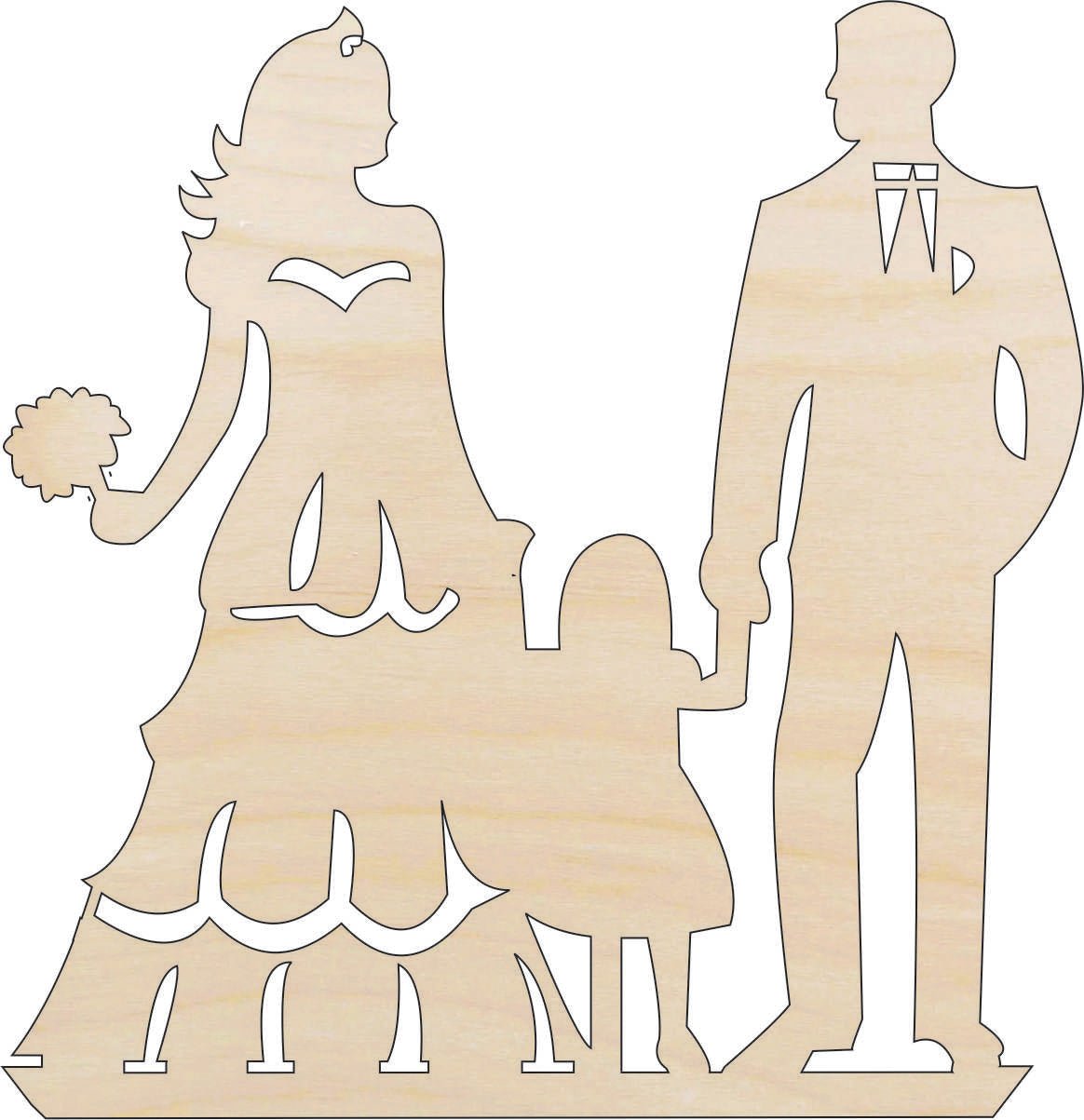 Wedding Couple Wood Craft Shape - Laser Cut Baltic Birch Unfinished DIY Wood Art Supplies WDG23 - The Wood Shape Store