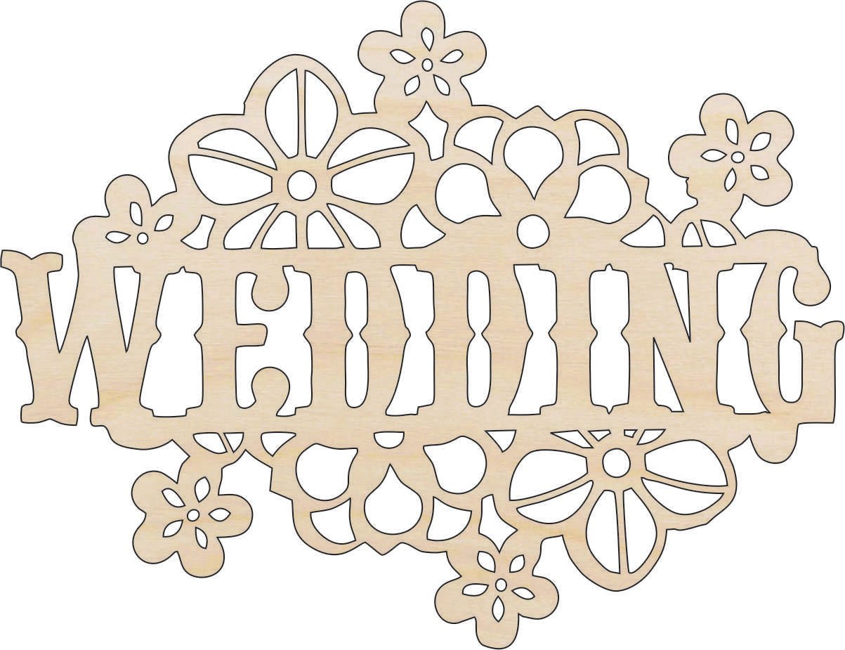 Wedding Sign Wood Craft Shape - Laser Cut Baltic Birch Unfinished DIY Wood Art Supplies WDG26 - The Wood Shape Store