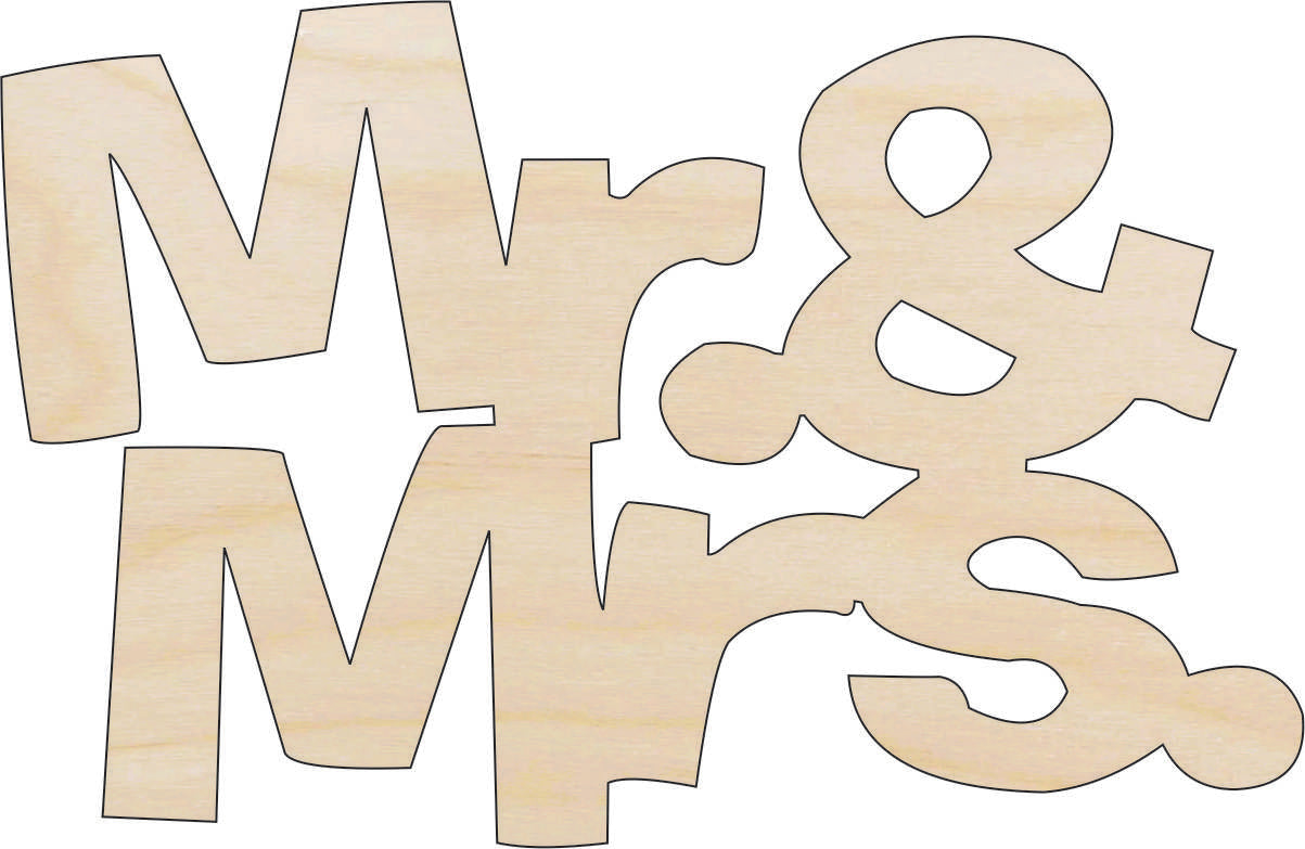 Word Mr & Mrs. - Laser Cut Out Unfinished Wood Craft Shape WDG3