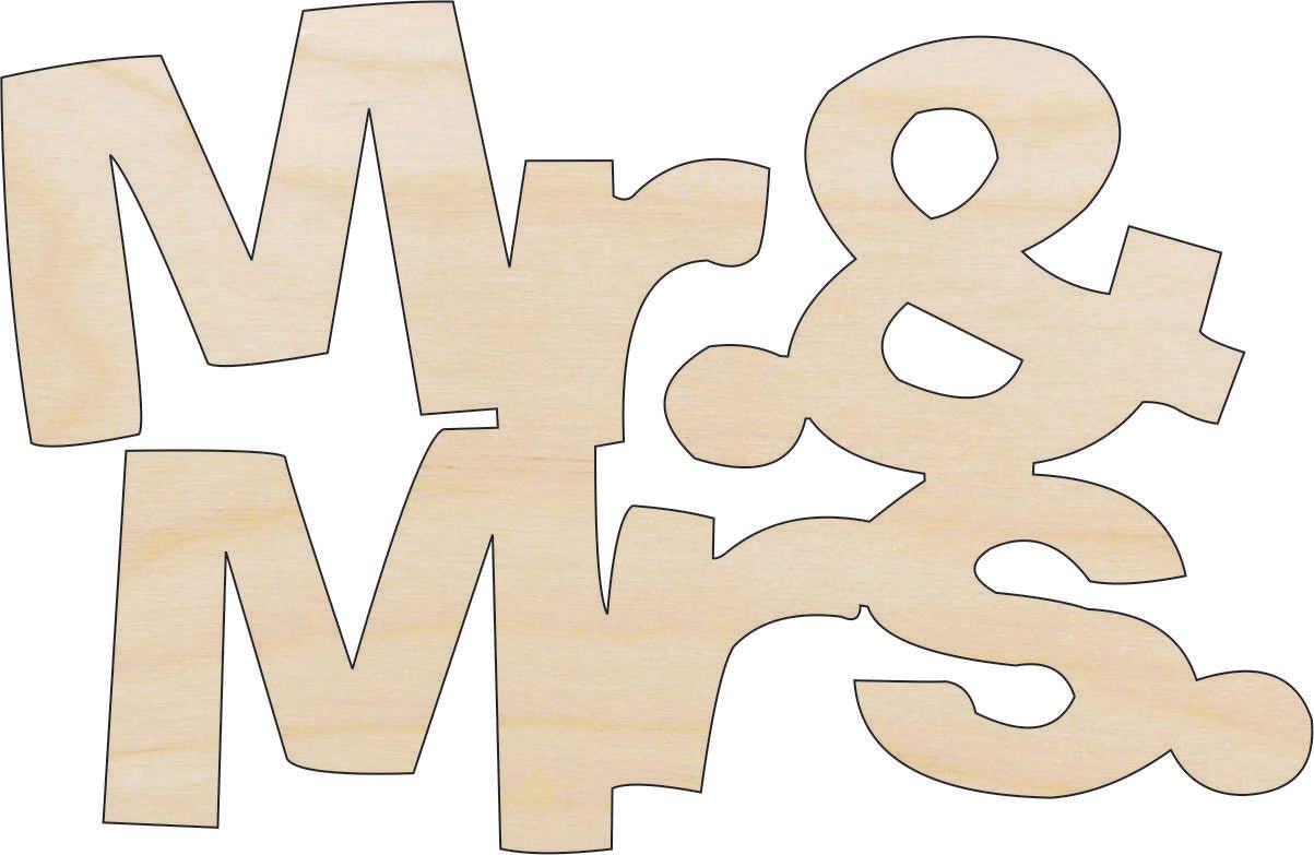 Mr & Mrs. Wood Craft Shape - Laser Cut Baltic Birch Unfinished DIY Wood Art Supplies WDG3 - The Wood Shape Store