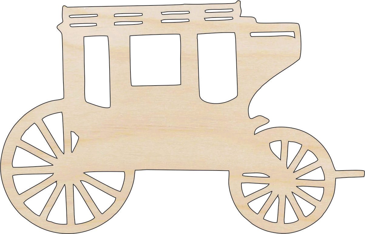 Stagecoach Wood Craft Shape - Laser Cut Baltic Birch Unfinished DIY Wood Art Supplies WGN10 - The Wood Shape Store