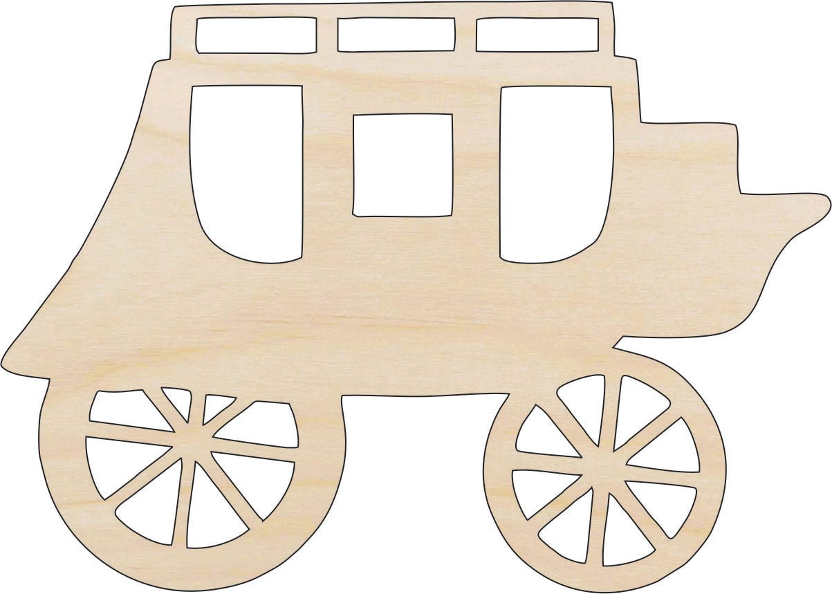 Stagecoach Wood Craft Shape - Laser Cut Baltic Birch Unfinished DIY Wood Art Supplies WGN7 - The Wood Shape Store