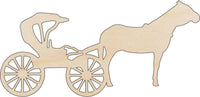 Horse & Buggy Wood Craft Shape - Laser Cut Baltic Birch Unfinished DIY Wood Art Supplies WGN9 - The Wood Shape Store