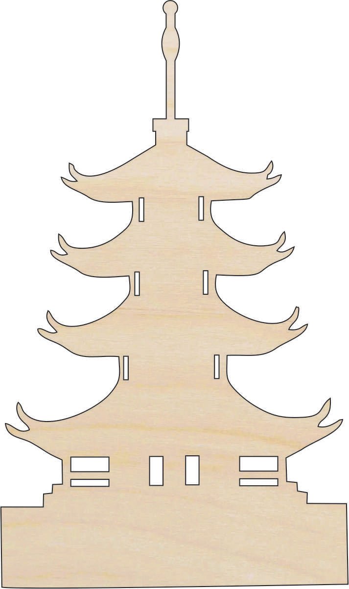 Pagoda Wood Craft Shape - Laser Cut Baltic Birch Unfinished DIY Wood Art Supplies WLD102 - The Wood Shape Store
