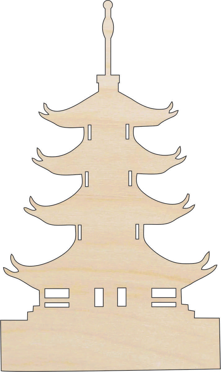 Building Pagoda - Laser Cut Out Unfinished Wood Craft Shape WLD102 Building Pagoda - Laser Cut Out Unfinished Wood Craft Shape WLD102