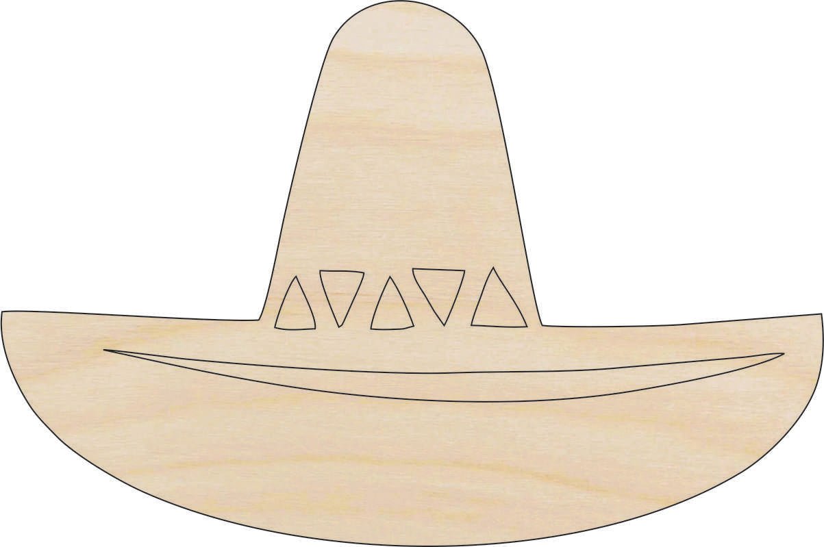 Sombrero Wood Craft Shape - Laser Cut Baltic Birch Unfinished DIY Wood Art Supplies WLD20 - The Wood Shape Store