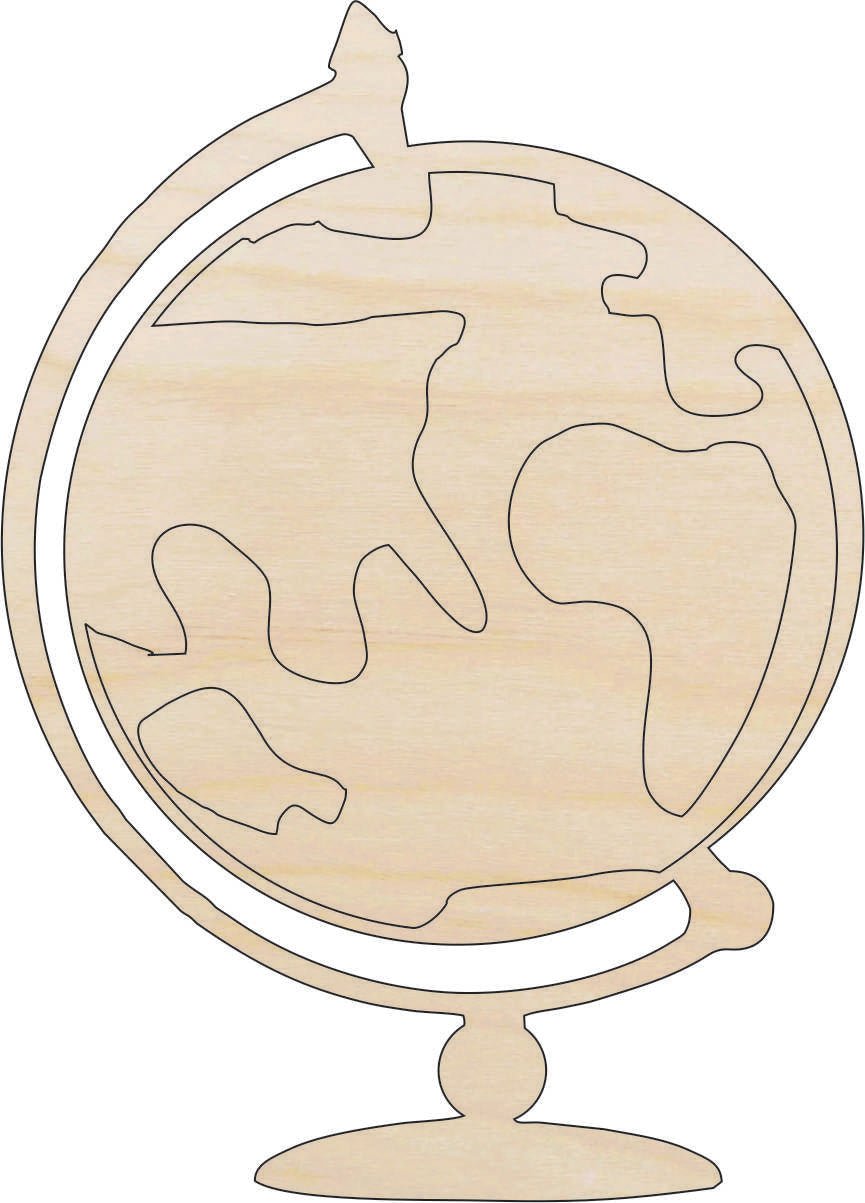Globe Wood Craft Shape - Laser Cut Baltic Birch Unfinished DIY Wood Art Supplies WLD2 - The Wood Shape Store
