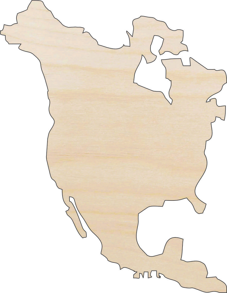 Continent North America - Laser Cut Out Unfinished Wood Craft Shape WLD6 Continent North America - Laser Cut Out Unfinished Wood Craft Shape WLD6