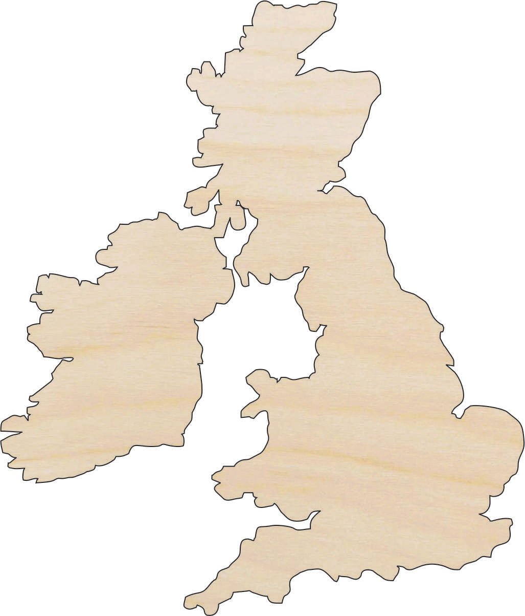 United Kingdom Wood Craft Shape - Laser Cut Baltic Birch Unfinished DIY Wood Art Supplies WLD77 - The Wood Shape Store