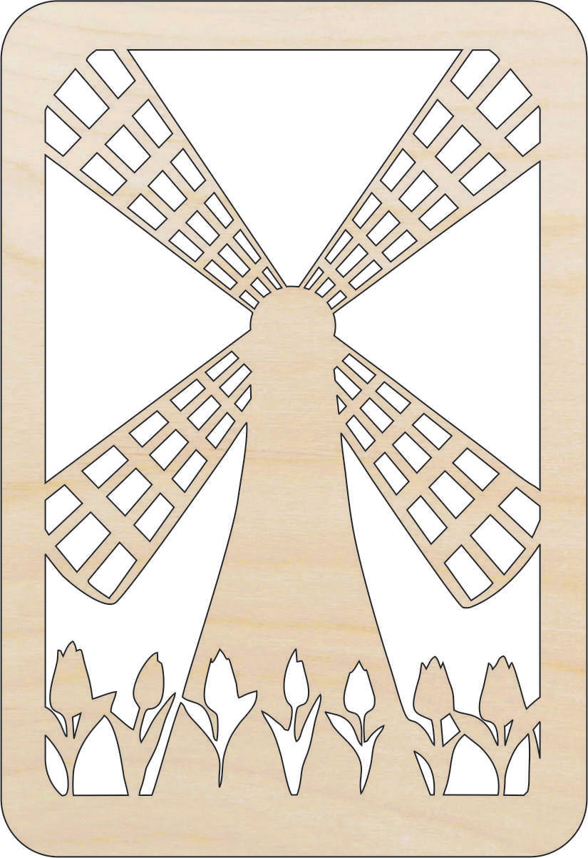 Scene Windmill - Laser Cut Out Unfinished Wood Craft Shape WLD78 Scene Windmill - Laser Cut Out Unfinished Wood Craft Shape WLD78