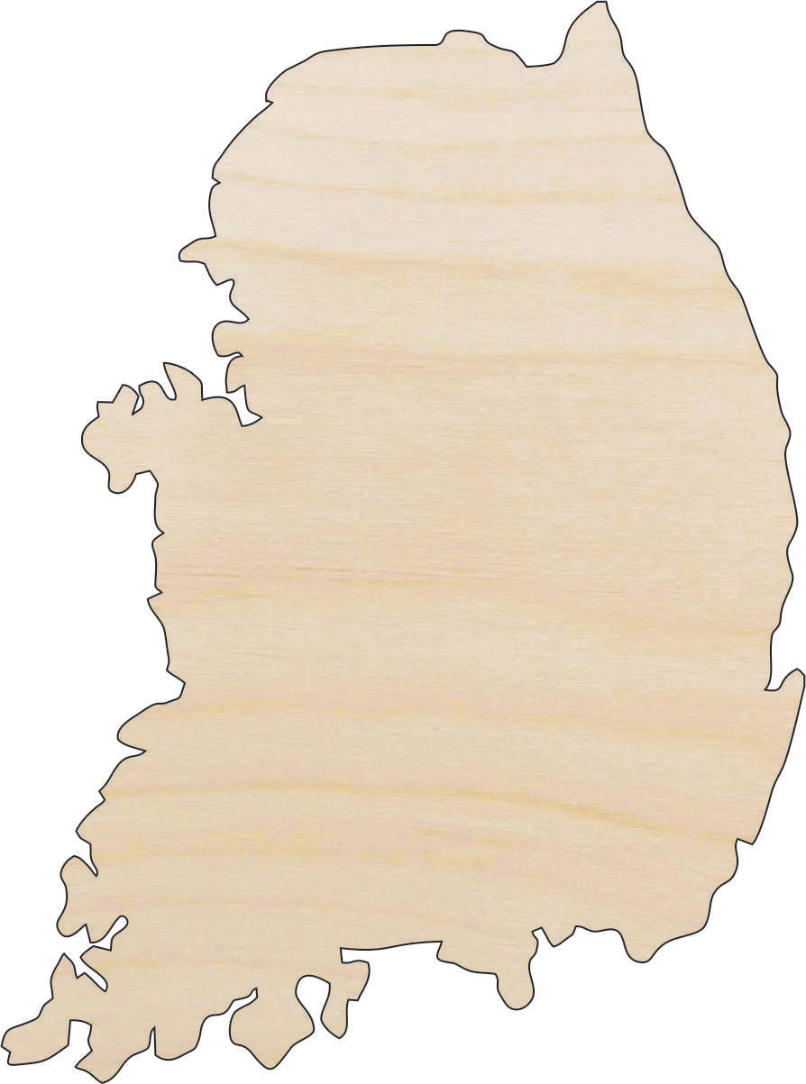 Country South Korea - Laser Cut Out Unfinished Wood Craft Shape WLD85 Country South Korea - Laser Cut Out Unfinished Wood Craft Shape WLD85