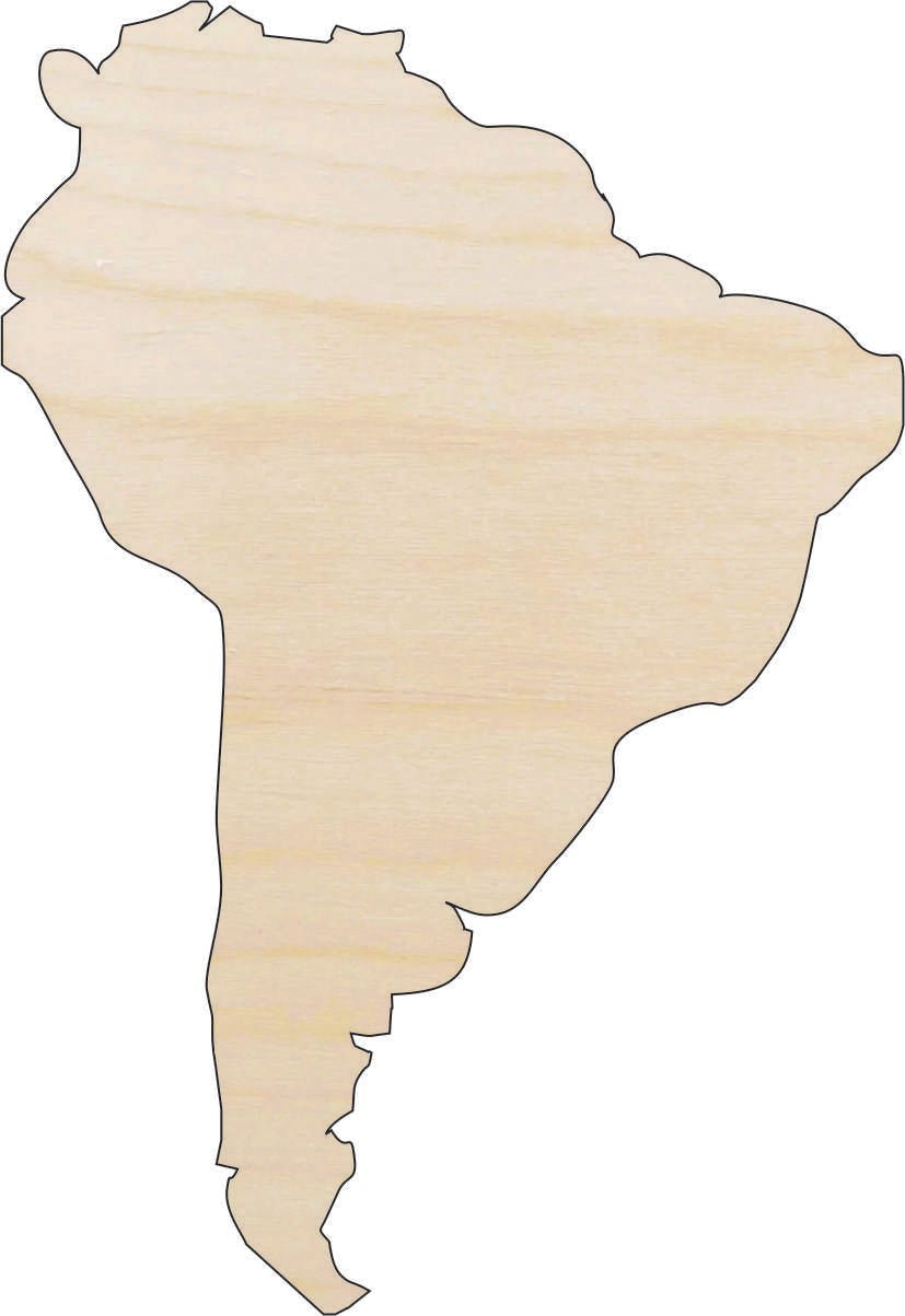 South America Wood Craft Shape - Laser Cut Baltic Birch Unfinished DIY Wood Art Supplies WLD8 - The Wood Shape Store