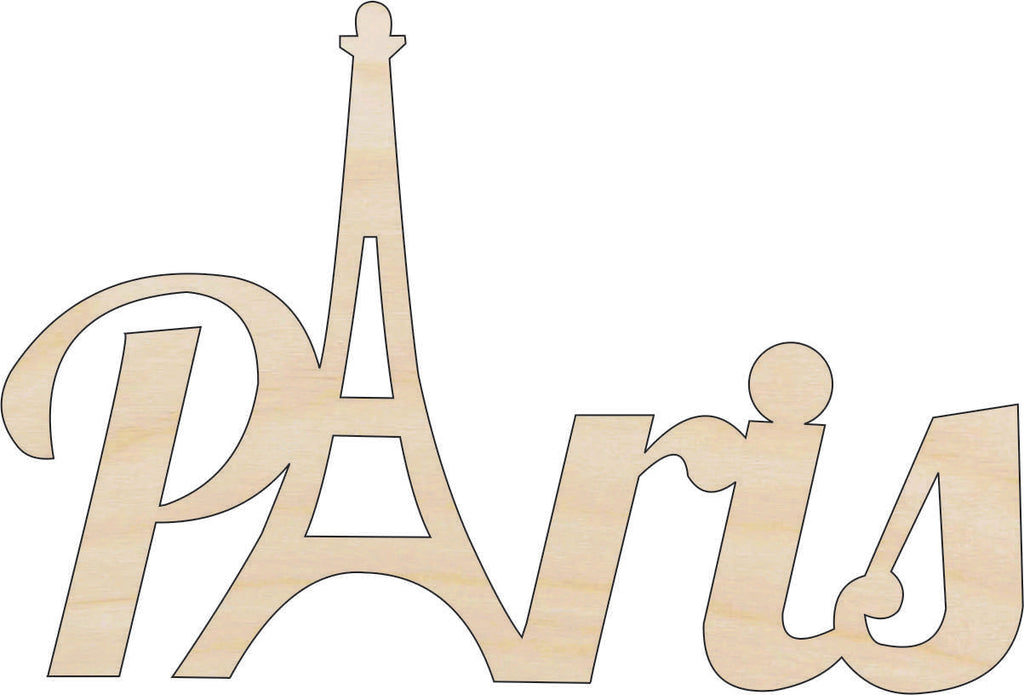 Word Paris Eiffel Tower - Laser Cut Out Unfinished Wood Craft Shape WLD95