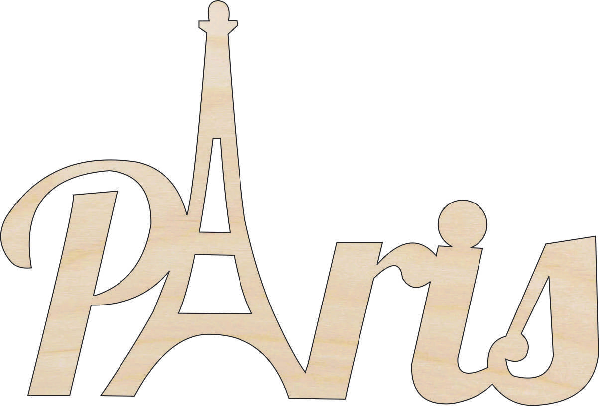 Word Paris Eiffel Tower - Laser Cut Out Unfinished Wood Craft Shape WLD95 Word Paris Eiffel Tower - Laser Cut Out Unfinished Wood Craft Shape WLD95