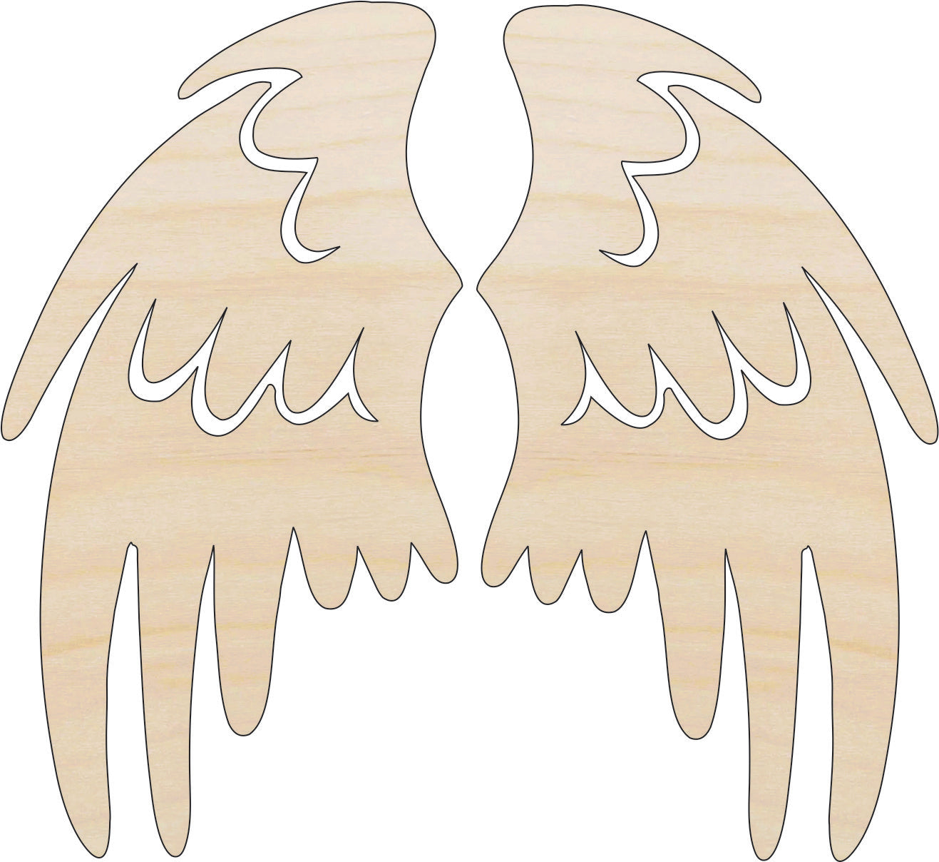 Wing - Laser Cut Out Unfinished Wood Craft Shape WNG8 Wing - Laser Cut Out Unfinished Wood Craft Shape WNG8