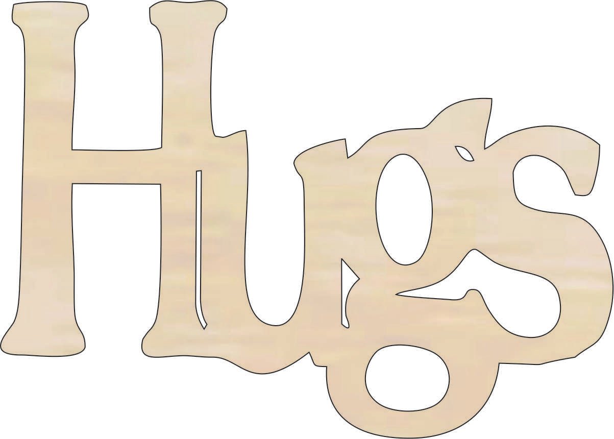 Hugs Wood Craft Shape - Laser Cut Baltic Birch Unfinished DIY Wood Art Supplies WRD106 - The Wood Shape Store