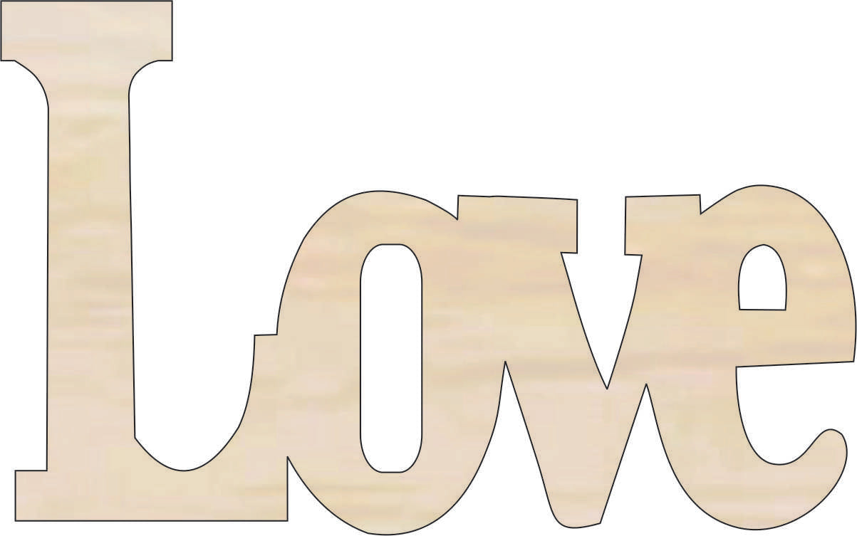Word Love - Laser Cut Out Unfinished Wood Craft Shape WRD109 Word Love - Laser Cut Out Unfinished Wood Craft Shape WRD109