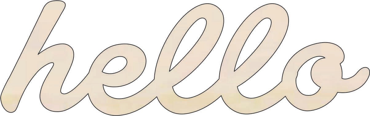 Hello Wood Craft Shape - Laser Cut Baltic Birch Unfinished DIY Wood Art Supplies WRD10 - The Wood Shape Store